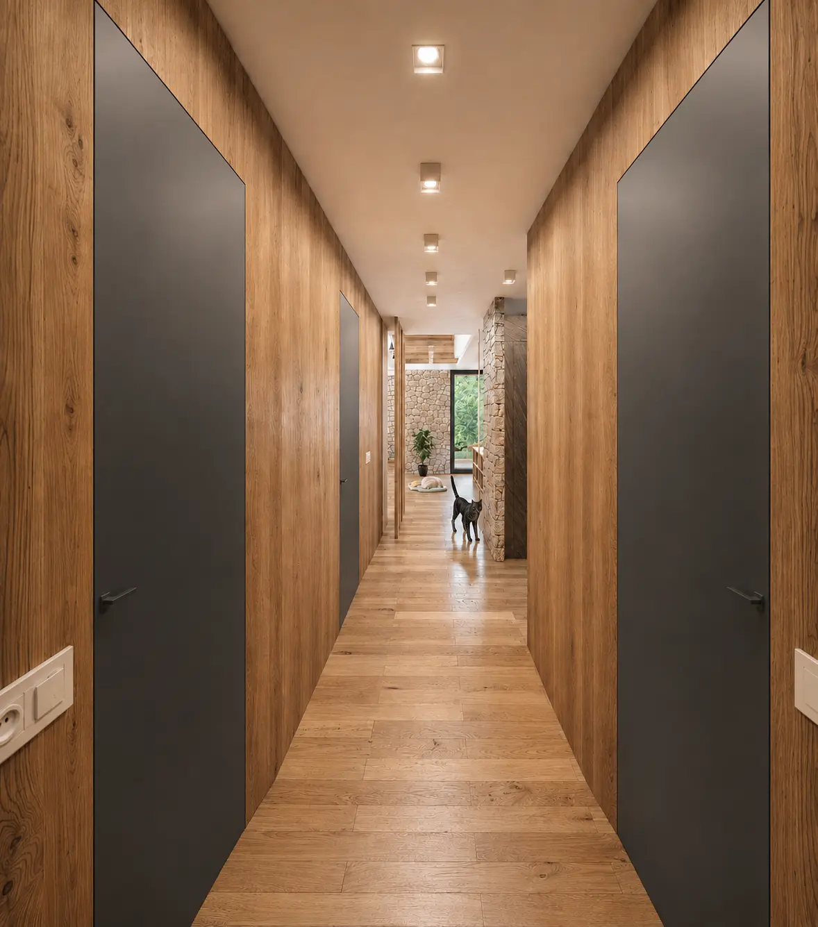 Private corridor with integrated doors