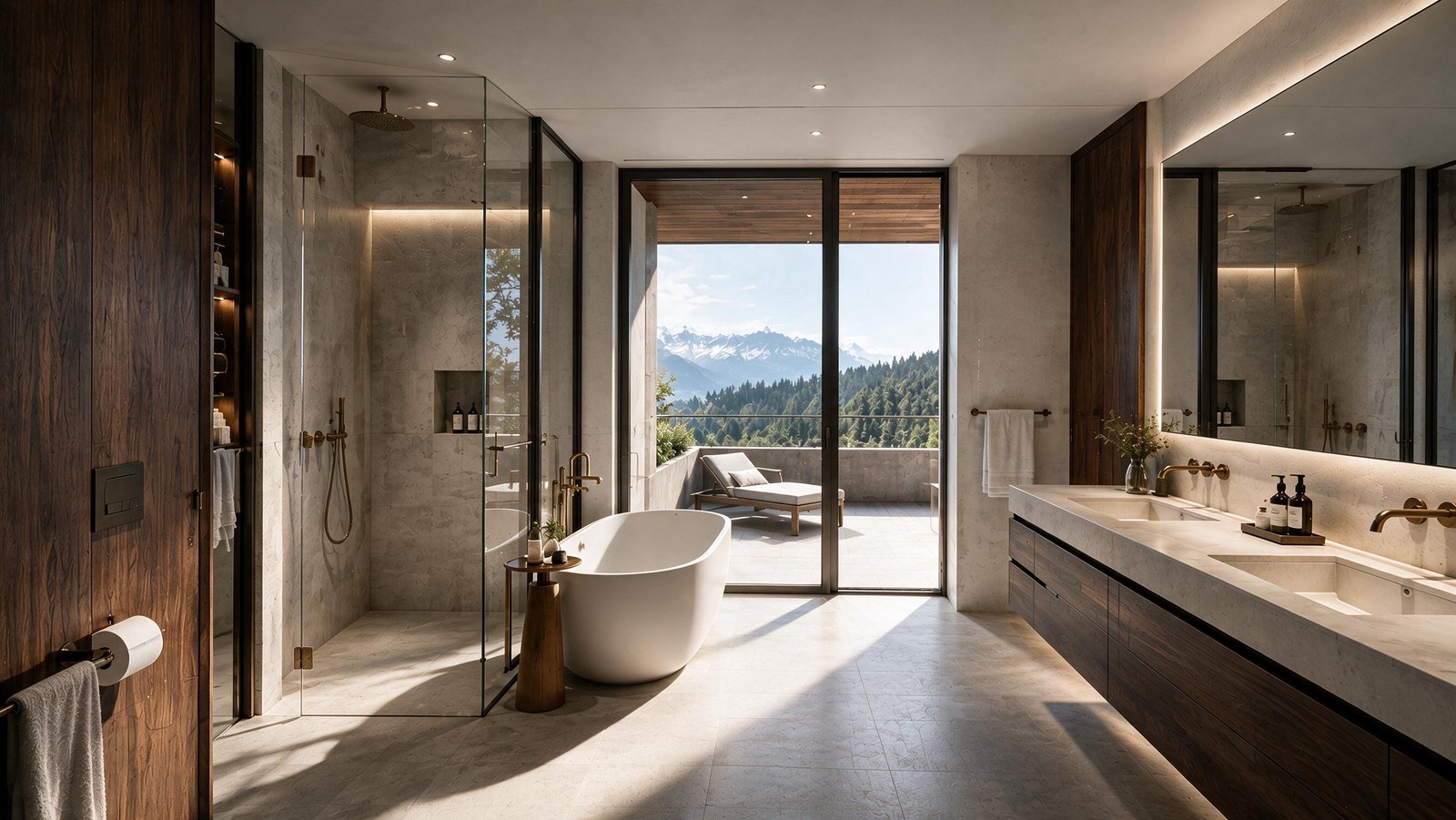 Principal bathroom with terrace view